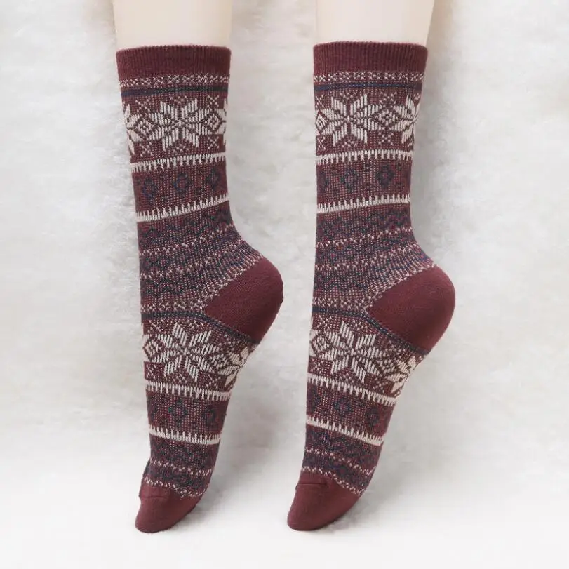 Women Solid Print Cotton Socks Santa Winter Socks Girls Snowflake Printed Socks Knee High Socks Chirstmas Ankle Sock 4 pairs/lot