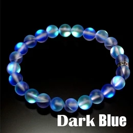 Dark blue Русалка стекло кристалл браслеты из лунного камня многоцветный Матовый Сияющий Шарм с бусинами из камня браслет ручной работы подарки ювелирные изделия - Окраска металла: Dark blue