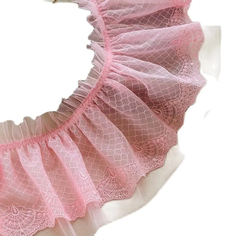 1 м плиссированные эластичные кружевные воротники тюль одежда лента ширина 18 см