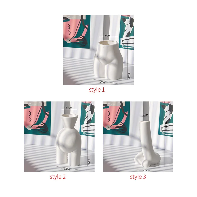 

Creative Body Shaped White Ceramic Vase Nordic Modern Style Office Home Decoration Art Mannequin Vases Ornament Flowerpot Gifts