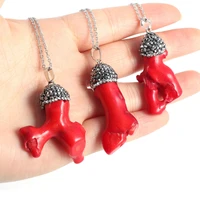 explosive red coral pendant necklace handmade crafts diy keychain jewelry accessories making sent gift box for woman