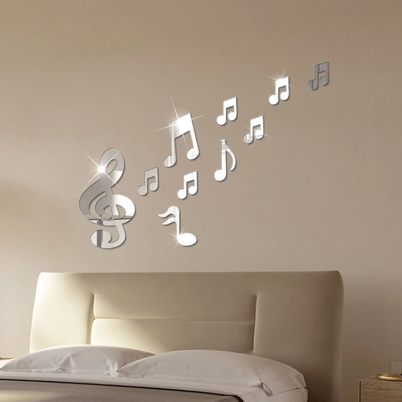 

3D Acrylic Wall Stickers Decor Music Notes Melody Bedroom Office Christmas Musical Wall Door Window Room Decor House Decoration