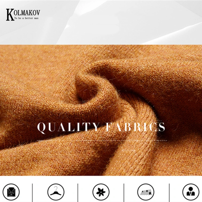 

KOLMAKOV Autumn/Winter Men's High-grade Knitted Pullover Woollen Sweatershirt V-Neck Warm Tops Male 5 Color Size M-4XL