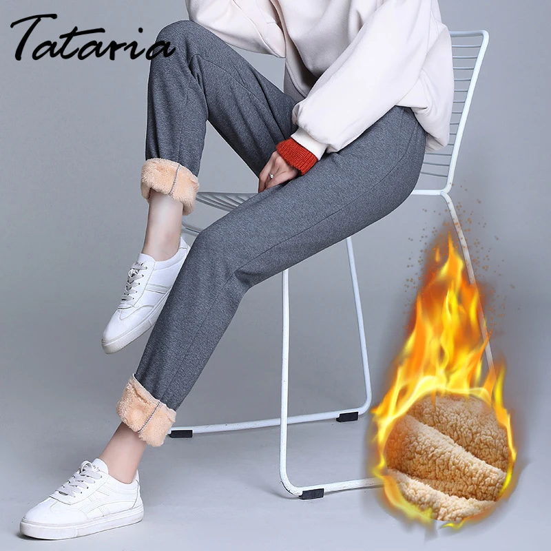 Tataria S 5XL размера плюс женские зимние теплые штаны для женщин бархатные плотные