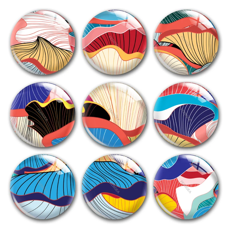 

Handmade Line drawing Mushroom Pattern Round photo glass cabochons demo flat back DIY collier jewlery Making findings accessory