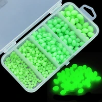 376pcs olive green retaining beads boxed luminous fishing anti collision beans portable plastic with box fishing tools