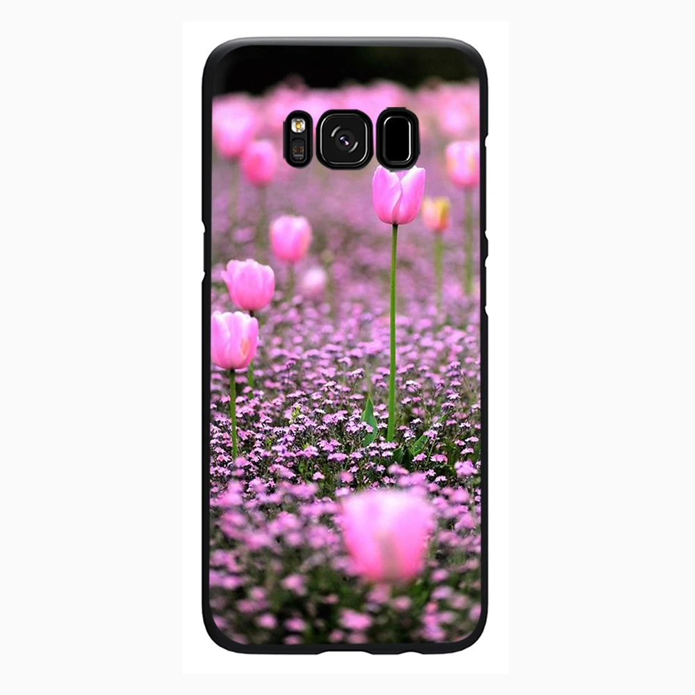 Розовый с цветочным принтом силиконовый чехол для телефона Samsung Galaxy S6 S7 край S8 S9 S10