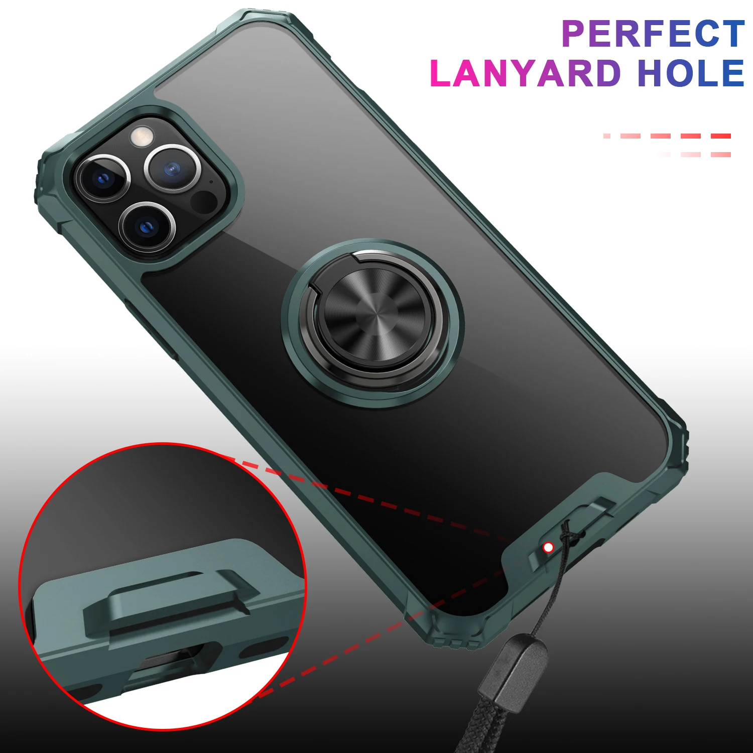 

Luxury Transparent Magnetic Ring Car Holder Stand for Iphone X XR XS Max 11 12Mini 12 Pro 8 Plus Glass Phone Case