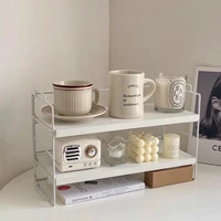 white tabletop sundry storage shelfstudent hostel storage rackperfume cup finishing rackdouble deck single layer storage