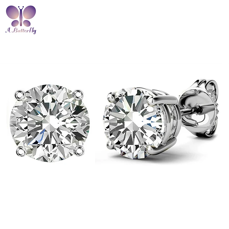 Женские серьги гвоздики из серебра 925 пробы с круглым камнем|Серьги-гвоздики| |