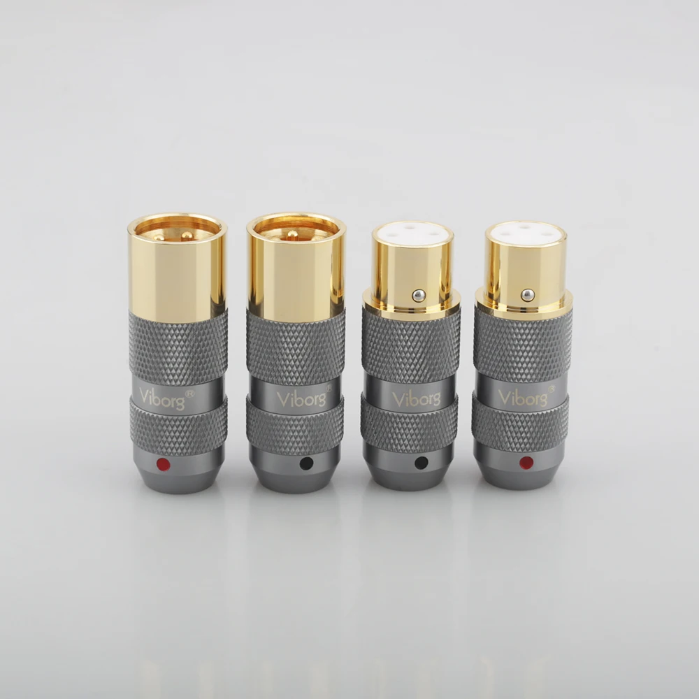 

4Pieces Hifi Audio Cable Balance 3Pins Viborg 99.998% pure copper 24K Gold plated XLR Connector Plug