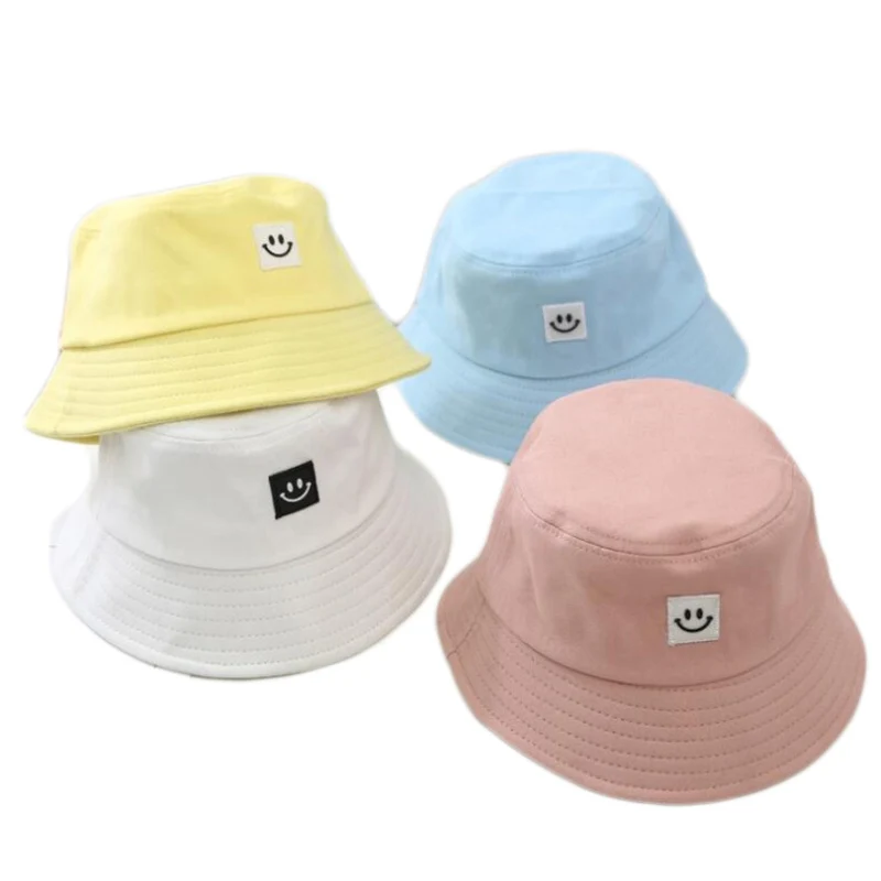 Новинка 2020 Детские Панамы с надписью смайлик универсальные шапки в простом стиле