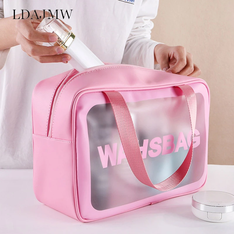 

Large Capacity Travel Waterproof Makeup Wash Bag Pvc Wet And Dry Separation Ladies Shower Frosted Transparent Storage Bag