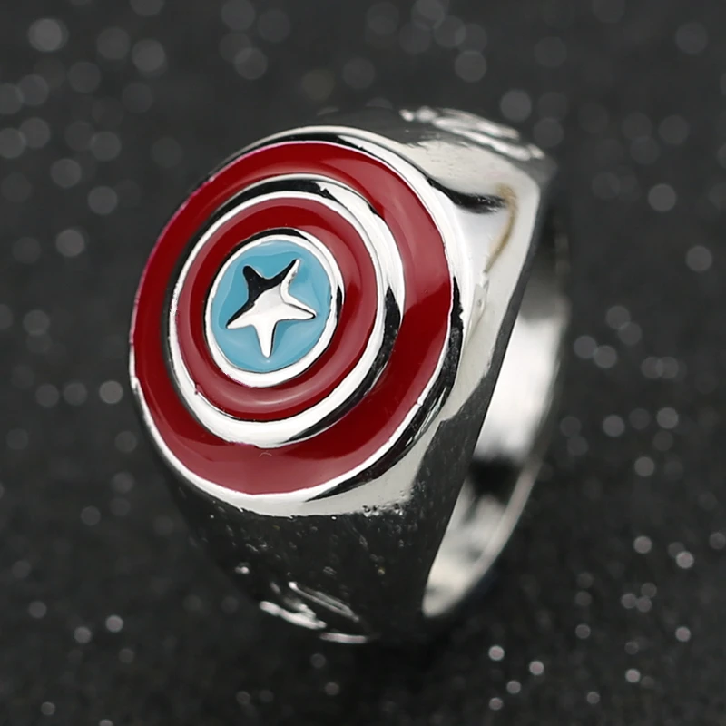 Кольцо с американским солдатиком экран супергероя звезда флаг Стив месть эмаль