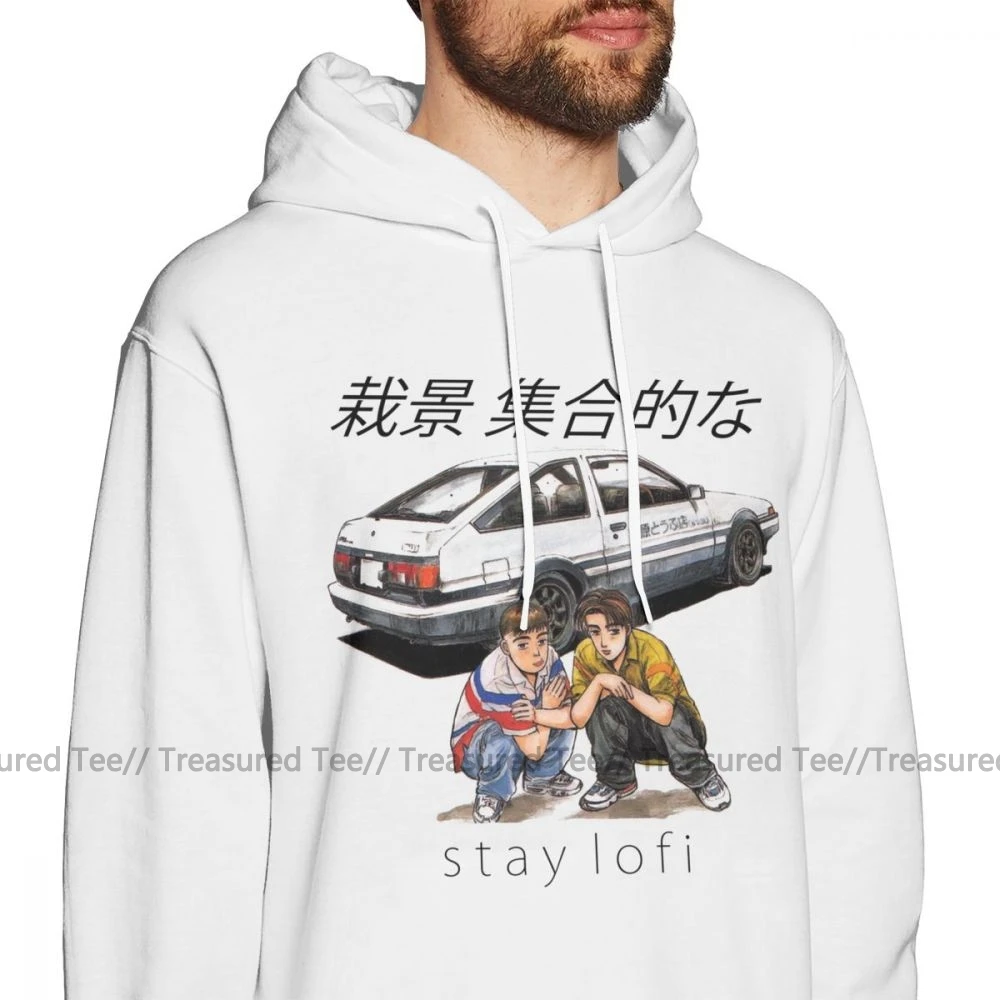 Initial D Толстовка первоначального LoFi толстовки черный пуловер размера XXL толстовка