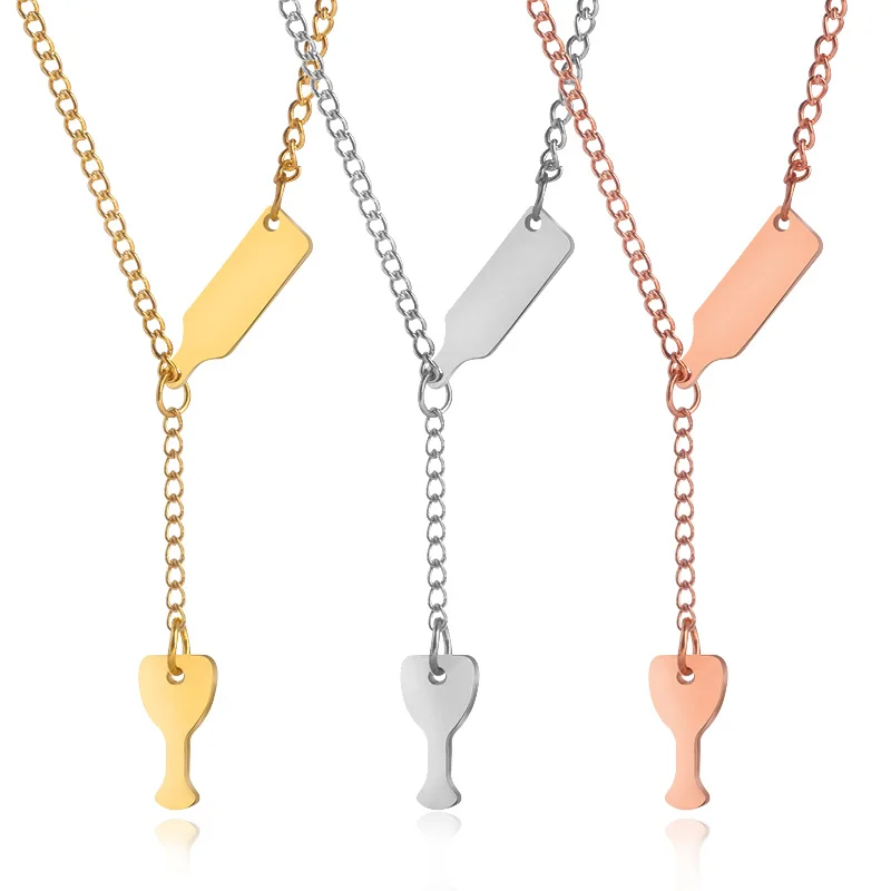 

Fashion Red Wine Bottle Wine Glass Necklace Korean Version Of Exquisite Creative Charm Female Jewelry Holiday Gift