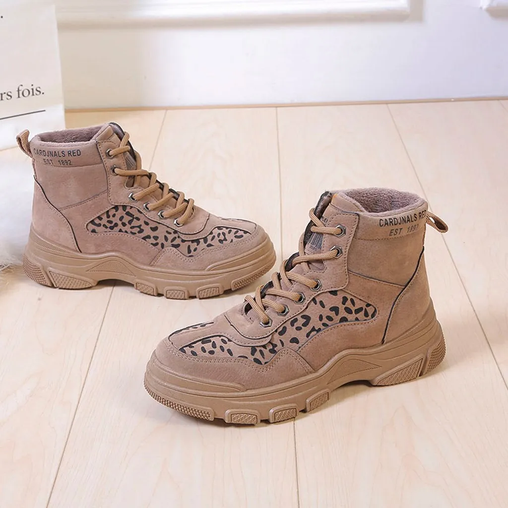 Женские ботинки на плоской подошве с круглым носком вельветовые зимние