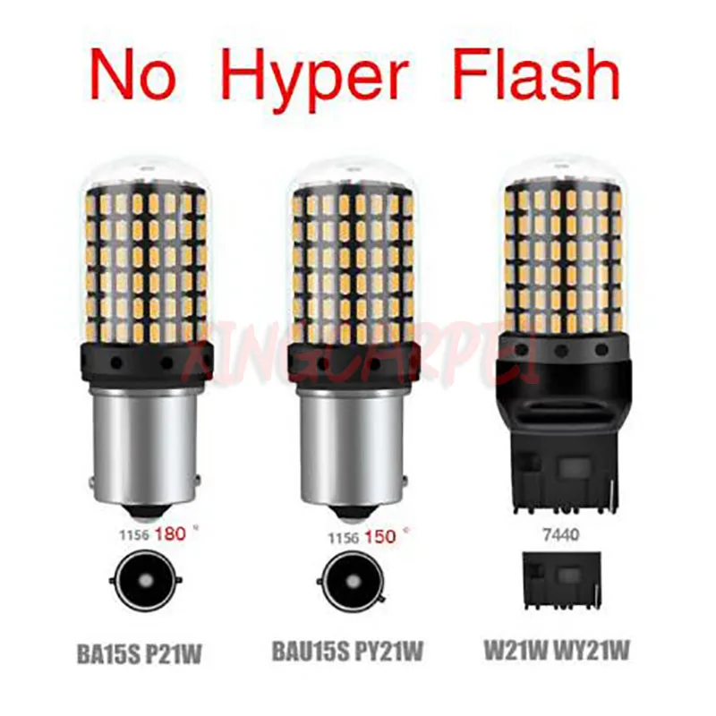 2 шт. Автомобильные светодиодные лампы T20 W21W W21/5W 7440 7443 3014 144smd PY21W BAU15S P21W