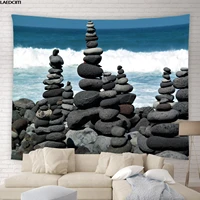 ocean wave tapestry zen stone natural landscape scenery wall hanging background cloth beach towel yoga mat blanket home decor