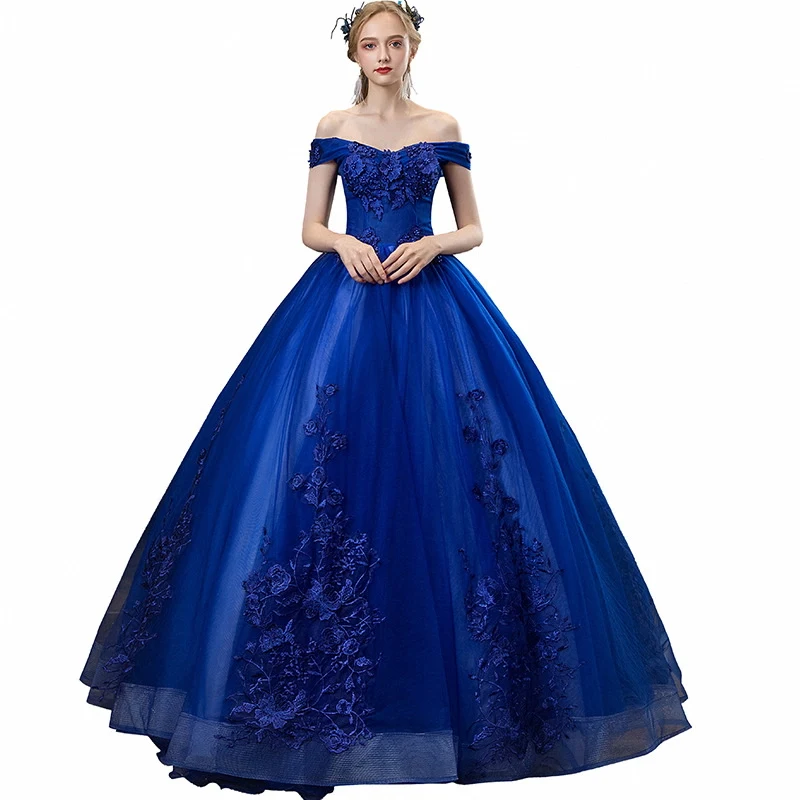 

Off The Shoulder Quinceanera Dresses Royal Blue Vestido De Quincianera Sweet 16 Dresses Gala Ball Gown Dresses Vestido Debutante