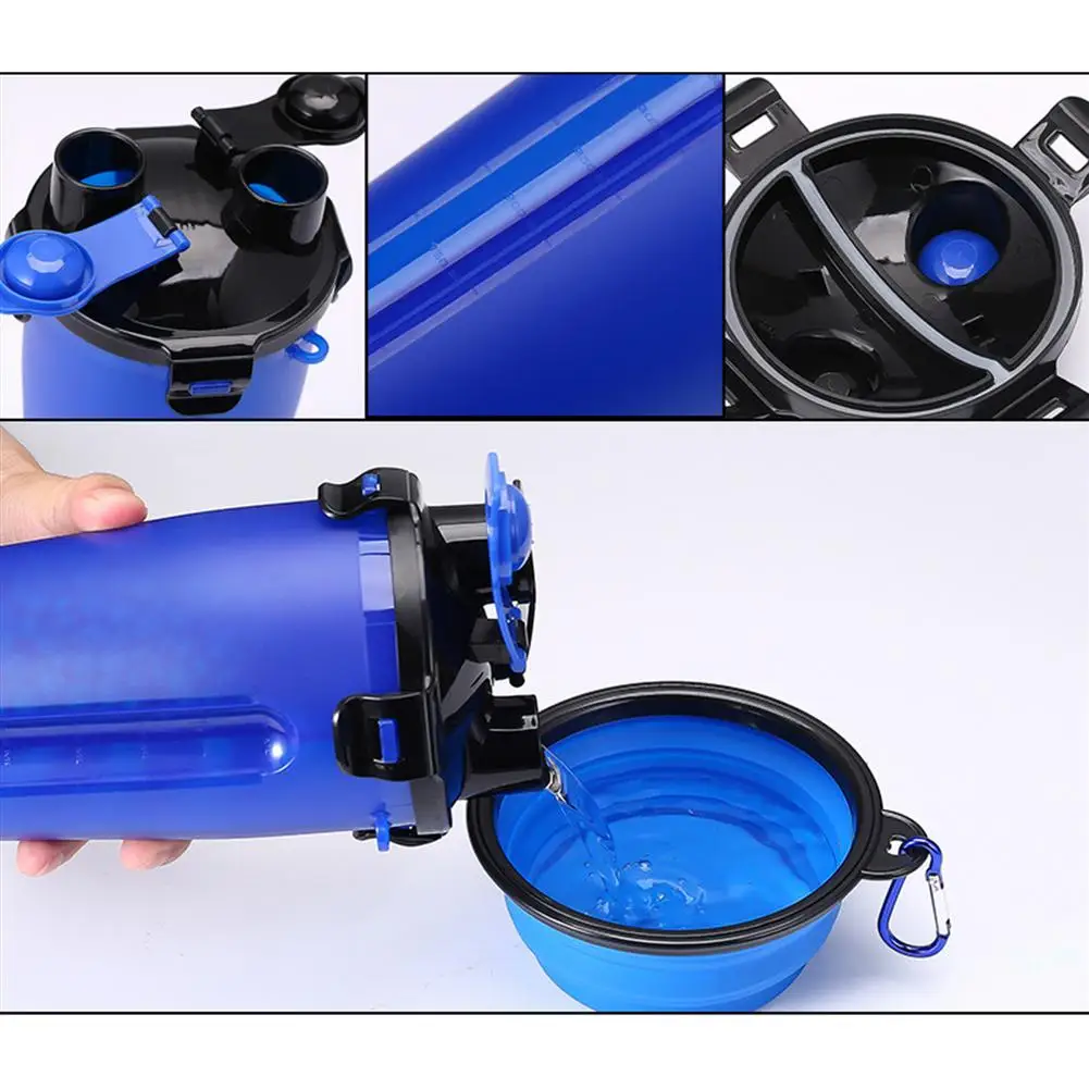 Портативная складная бутылка для воды домашних животных 2 в 1 контейнер еды со