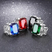 new trendy bohemian crystal inlaid ring mens ring metal silver plated ring accessories party jewelry