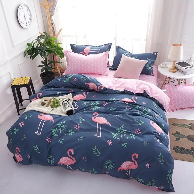 

High Quality Printed Comforter Bedding Sets King Cotton Bed Sheets and Pillowcases Flamingo Bedding Sets Designer Beddingoutlet