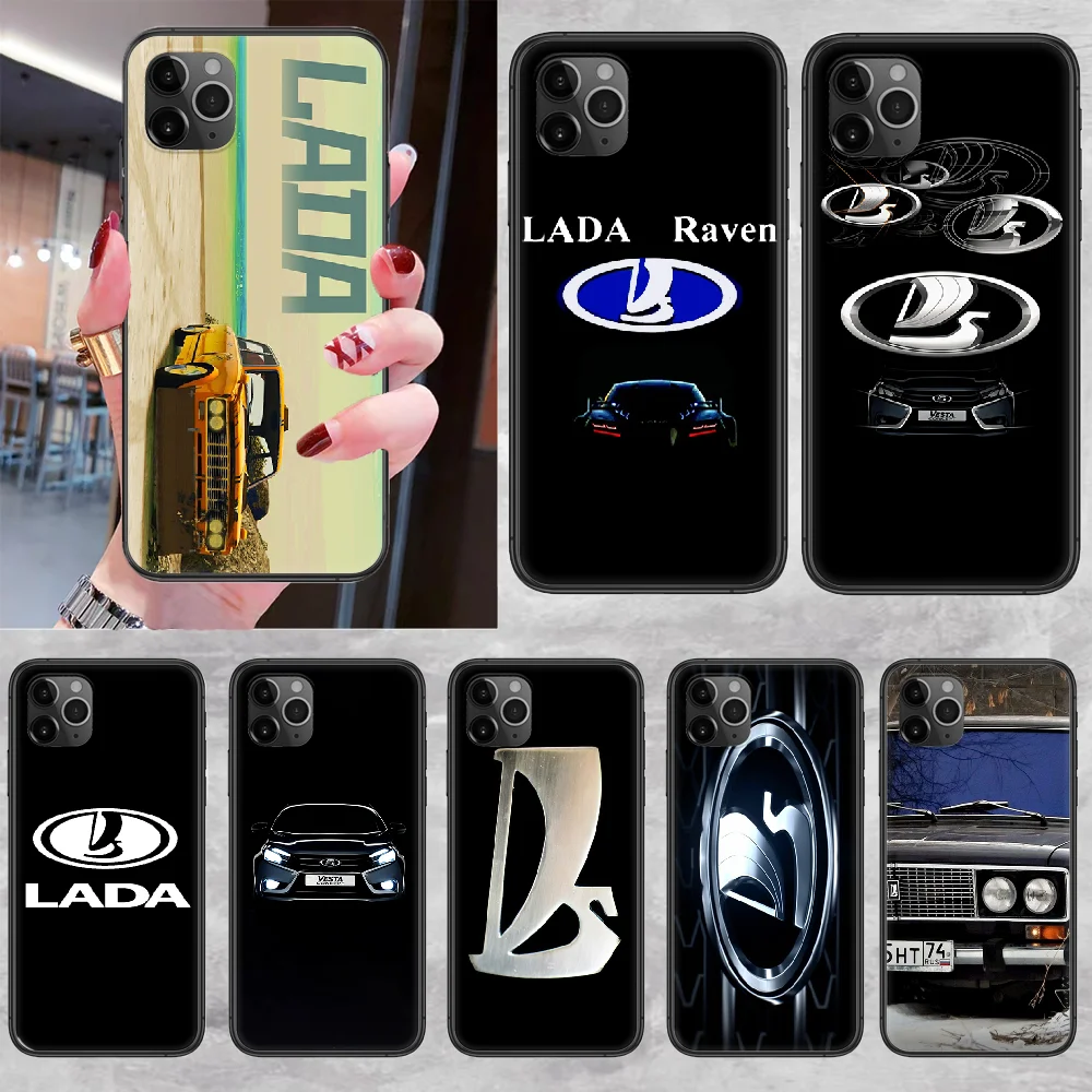 

lada car logo Phone Case Cover Hull For iphone 5 5s se 2 6 6s 7 8 12 mini plus X XS XR 11 PRO MAX black tpu shell pretty hoesjes