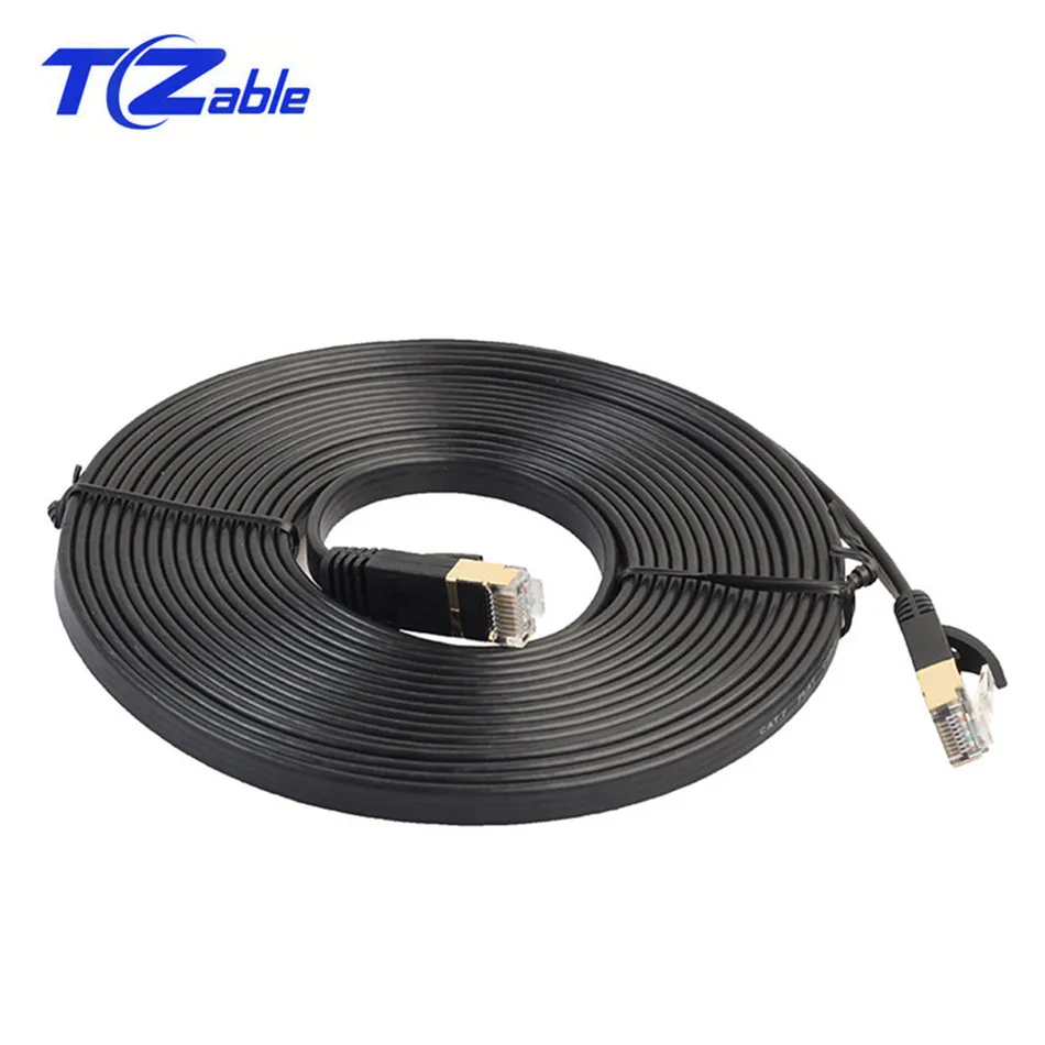 Плоский Ethernet Кабель интернет Cat 7 8 м 10 15 20 25 30 белый черный синий Cat7 сетевые кабели