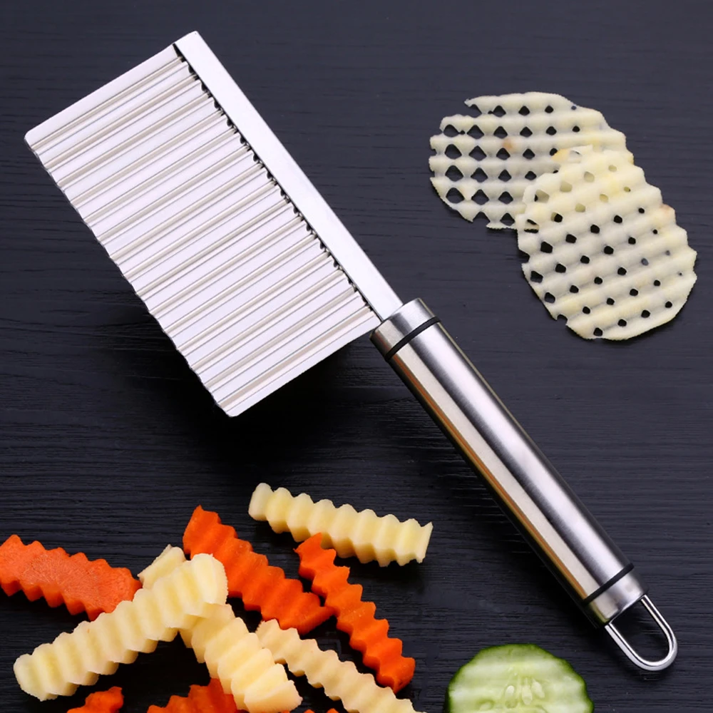 

Kitchen Wavy Edged Potato Cutter Stainless Steel Vegetable Chopper Gadget Wavy Cutter For Hand-made Potato Chips