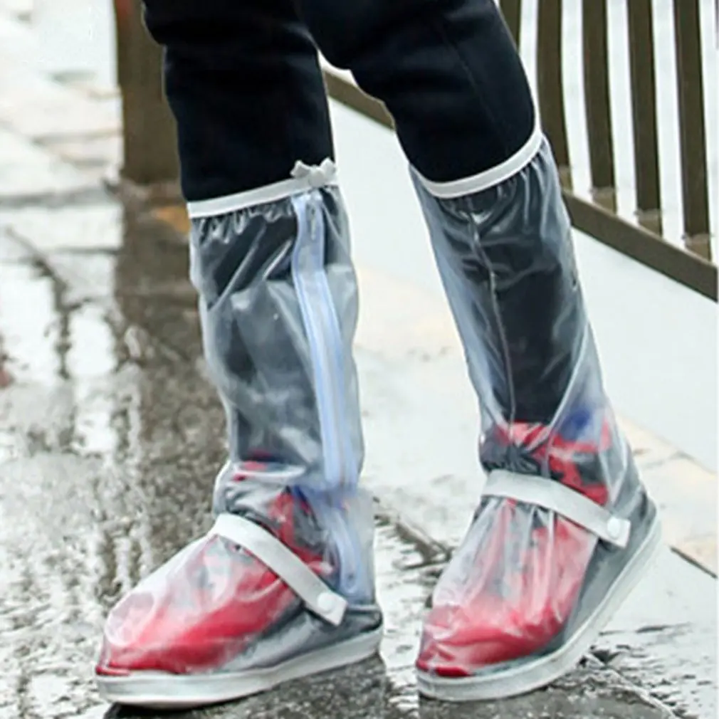 

Unisex Overshoes Motorcycle Anti Slip Shoe Cover Reusable Portable Snow Long Tube Waterproof Zipper Outdoor Rain Boots
