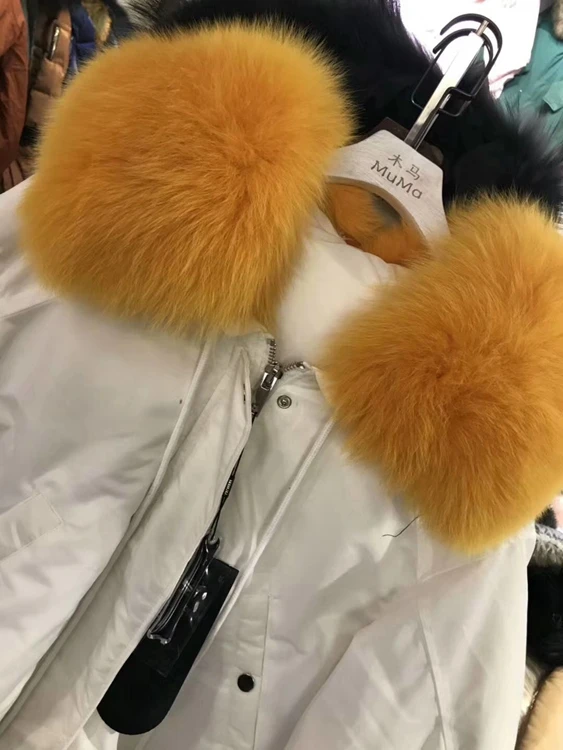Korea winter woman duck down coat short jacket for ladies bat sleeves with fox fur collar grey white black green big size