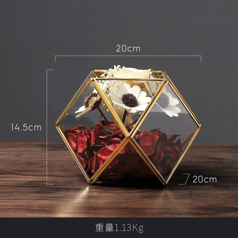 

European style garden geometric glass vase emulation flower combination decoration piece desktop creative handicraft living room