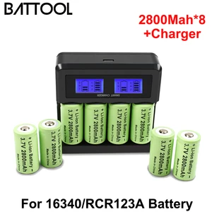 Battool cr123a 3.7V 2800mAh Lithium Li-ion For 16340 Battery CR123A Rechargeable Batteries CR123 For Pen Special Battery