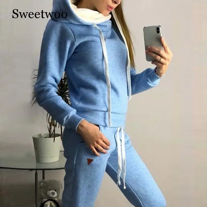 Осенние женские спортивные костюмы из 2 предметов с бархатной толстовкой