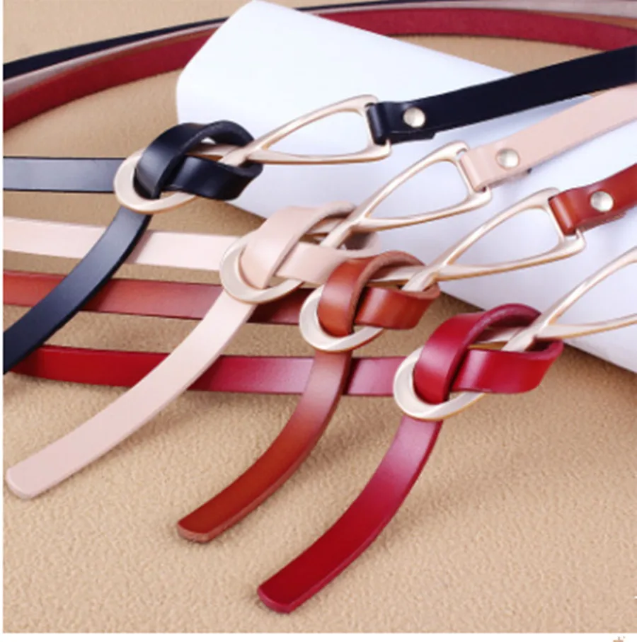 Взрывной стиль Женская мода корейский завязанный кожаный небольшой ремень два