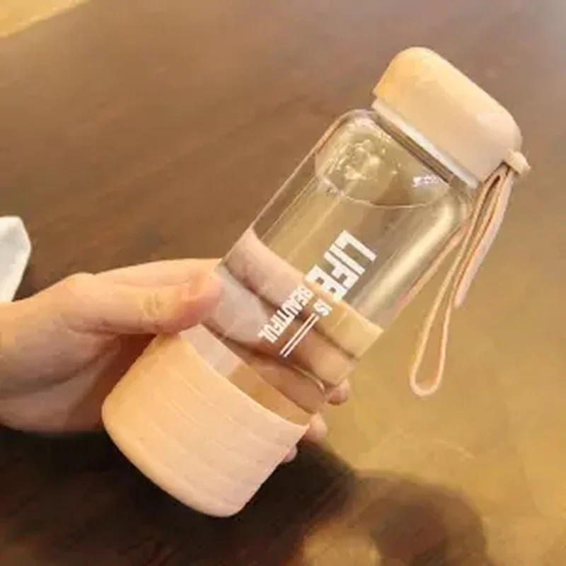 Стеклянная портативная чашка Женская Студенческая креативная термостойкая