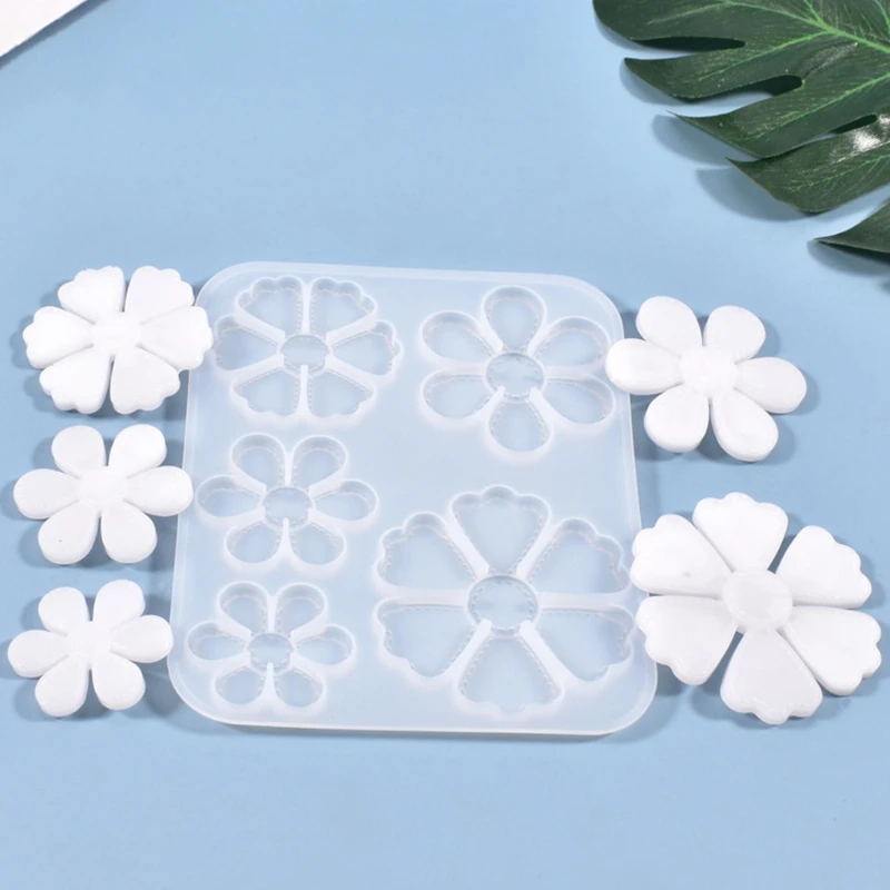 

Crystal Epoxy Resin Mold Five Petals Listing Pendant Silicone Mould DIY Crafts Flower Jewelry Making Tool
