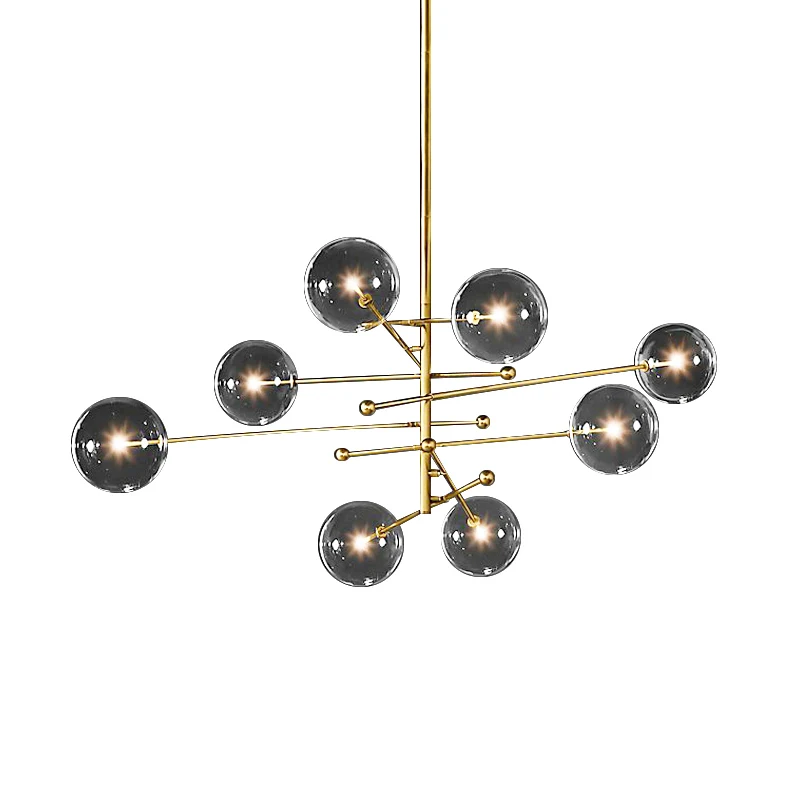 

modern design glass ball chandelier 6 heads clear glass bubble lamp chandelier for living room kitchen black/gold light fixture