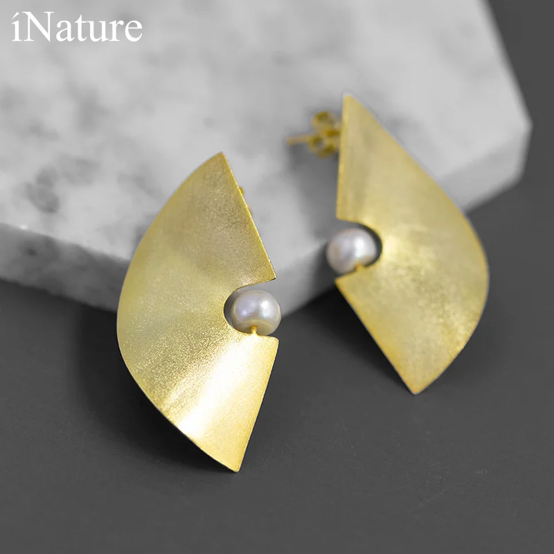 Серьги-гвоздики INATURE в современном стиле женские большие геометрические