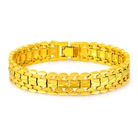fashion 24k gold bracelet 12mm strap shaped bracelet for women mens jewelry gifts jh102