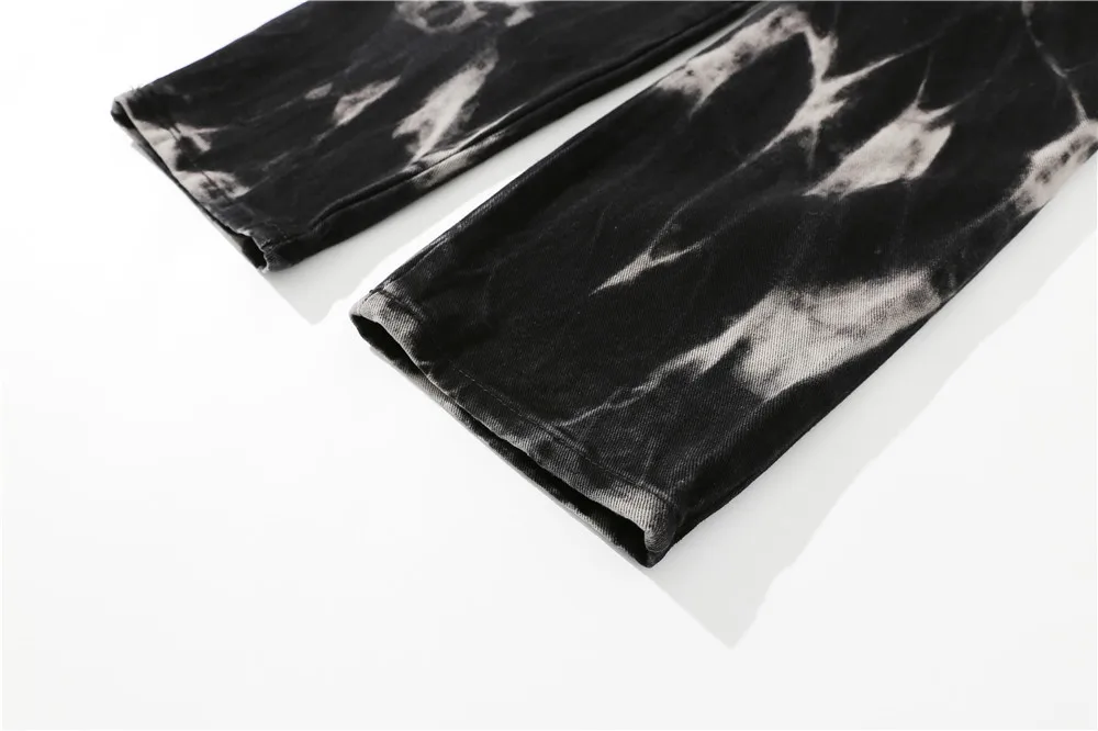 

UNCEDONJM Tie dyed baggy jeans streetwear women black pants hip hop streetwear jeans men vintage denim trousers BAN-6831