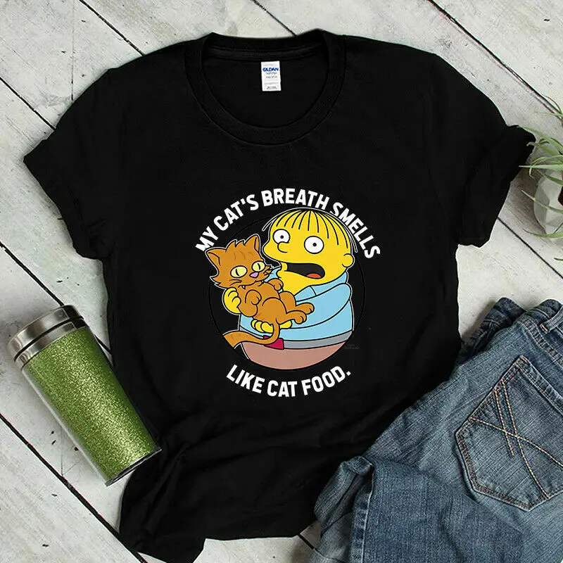 Симпсонс Ральф мои кошки дышит как кошка еда Премиум Футболка Мода|Мужские