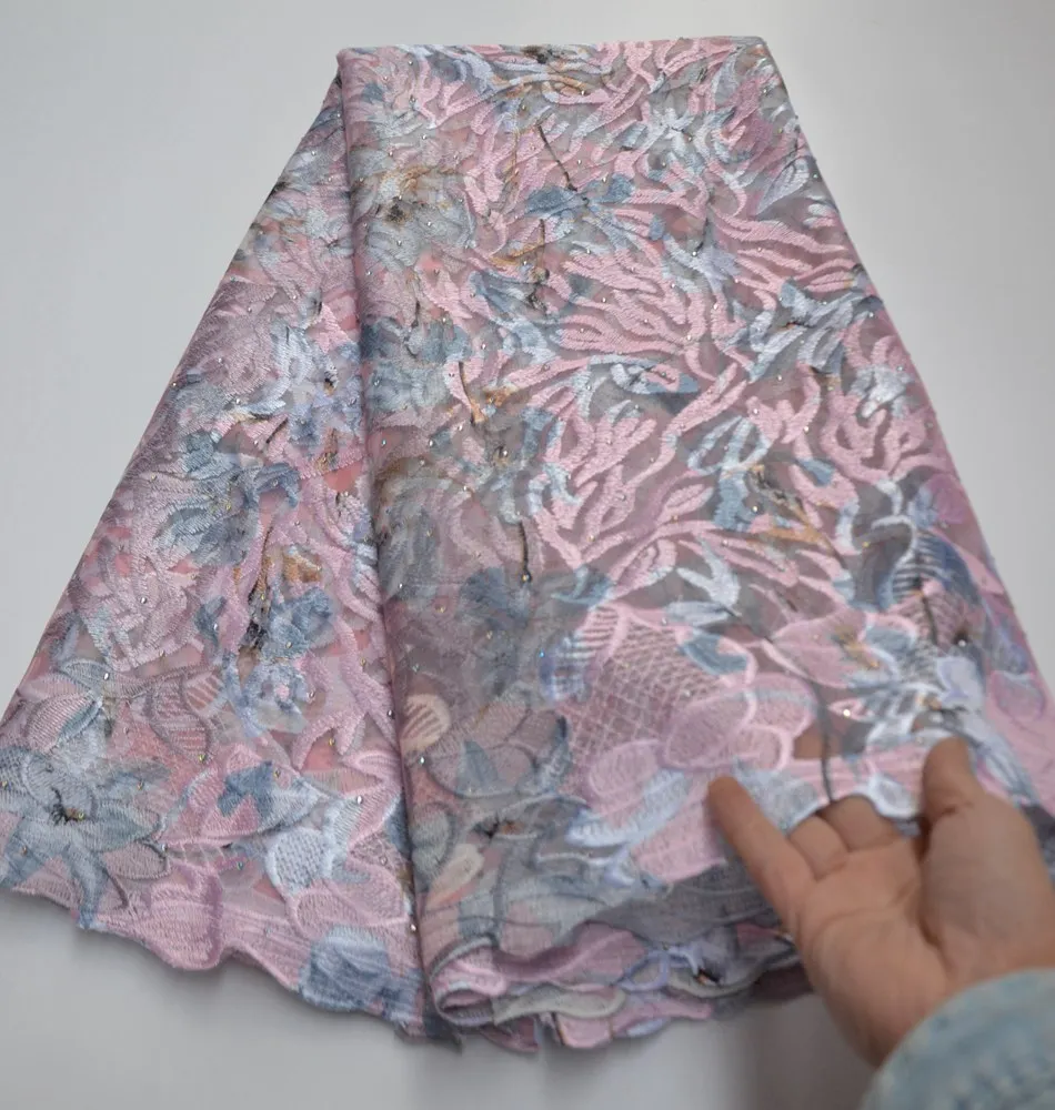 

New African Lace Fabric Nigeria Lace design embroidery with High Quality Fabric Used for women wedding dresses