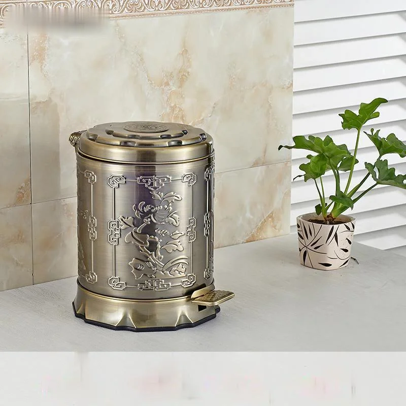 

В европейском стиле, юбка-Одуванчик наивысшего качества, ножная педаль мусорное ведро бронза Нержавеющая сталь мусор может расстроить пла...