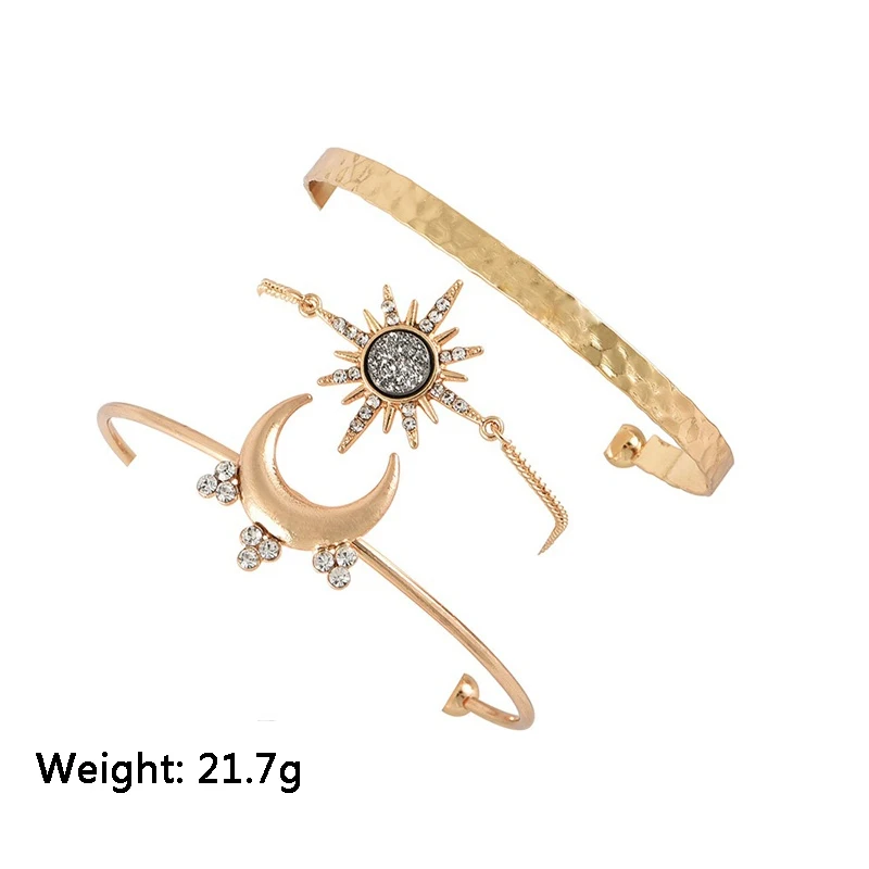 Комплект изысканных женских браслетов со звездой и луной 3 шт./компл.