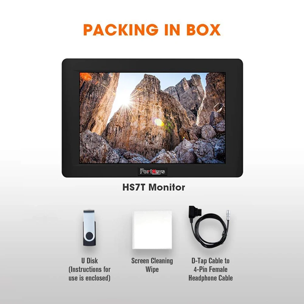PortKeys HS7T High Bright 1200nit 3g SDI/4 K HDMI на монитор камеры 3D LUT, черный