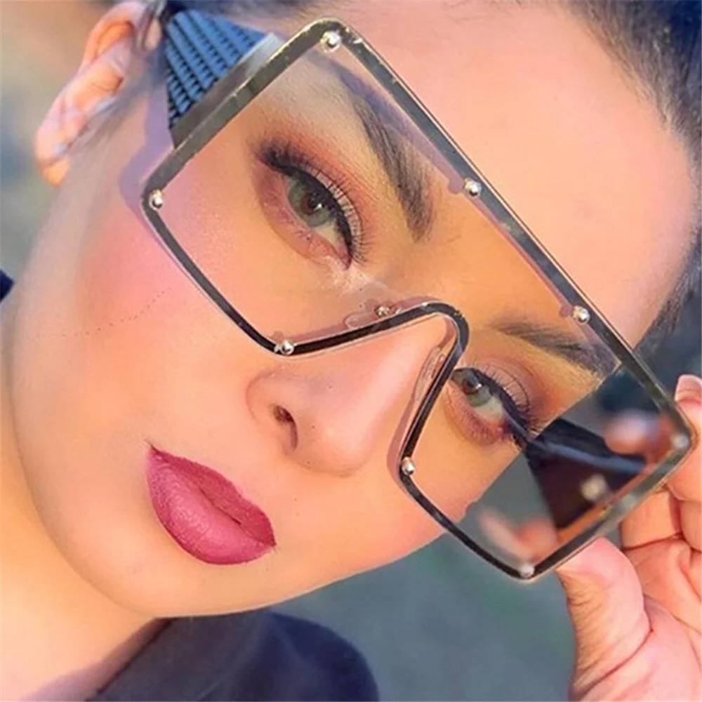 

Солнцезащитные очки в винтажном стиле для мужчин и женщин, цельные роскошные большие дизайнерские очки с широким ромбовидным узором, 2021