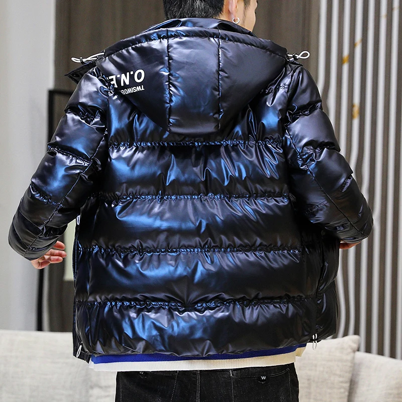Winter Men Jacket Shiny Duck Down Parkas Jacket Men's Thick Warm Snow Parka Korea style Hooded Overcoat Windbreaker Warm Coats