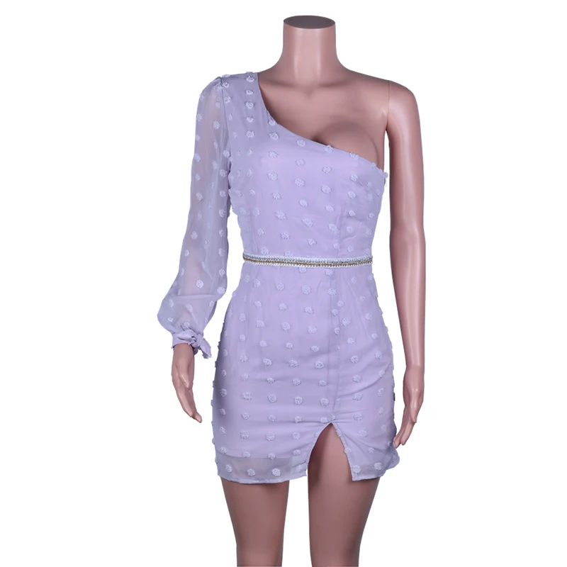 

Summer New Women Hot Selling Oblique Shoulder Dresses Puff Sleeve Flower Patchwork Zipper Short Dress Sexy Slim Ladies Vestidos